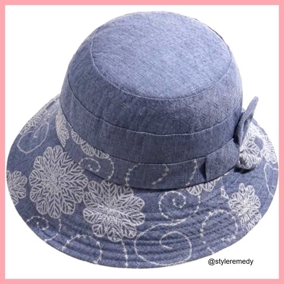 Cotton Polyester Bucket Hat Foldable Wide Brim Floral Vintage main image 7